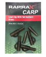 bivaliy_клипса безопасная "RapiraX CARP Lead Clip With Tail Rubbers Green”/уп-ка 10 шт/ # RCAL-2022-1/ДМ/